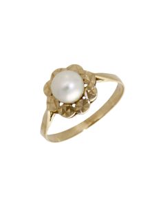 Pre-Owned 9ct Yellow Gold Pearl Set Flower Dress Ring