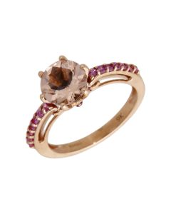 Pre-Owned 9ct Rose Gold Morganite & Pink Topaz Dress Ring