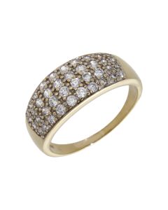 Pre-Owned 9ct Gold Cubic Zirconia Domed Multi Row Dress Ring