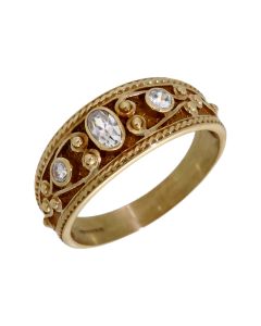 Pre-Owned 9ct Yellow Gold Cubic Zirconia Set Beaded Dress Ring