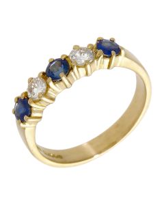 Pre-Owned 18ct Gold Sapphire & Diamond 5 Stone Eternity Ring