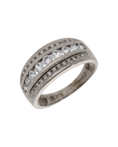Pre-Owned 9ct White Gold Cubic Zirconia 3 Row Dress Ring