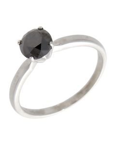 Pre-Owned 9ct White Gold Black Diamond Solitaire Ring