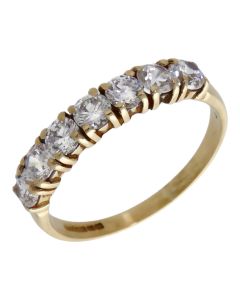 Pre-Owned 9ct Yellow Gold Cubic Zirconia Half Eternity Ring