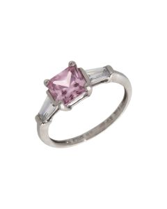 Pre-Owned 14ct White Gold Pink & White Cubic Zirconia Dress Ring