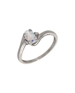 Pre-Owned 9ct White Gold Mystic Topaz Twist Ring