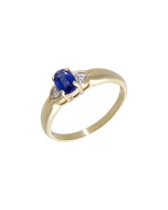 Pre-Owned 9ct Yellow Gold Sapphire & Diamond Trilogy Dress Ring