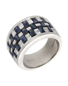 Pre-Owned 18ct White Gold Sapphire & Diamond Multi Row Ring