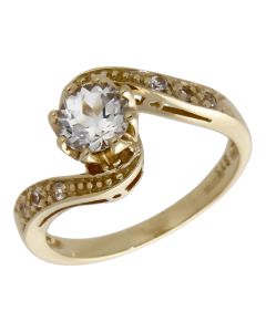 Pre-Owned 9ct Yellow Gold Spinel Solitaire Twist Ring