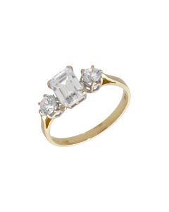 Pre-Owned 14ct Yellow Gold Cubic Zirconia Trilogy Ring