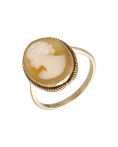 Pre-Owned 9ct Yellow Gold Rope Edged Oval Cameo Ring