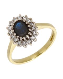 Pre-Owned 18ct Yellow Gold Sapphire & Diamond Cluster Ring