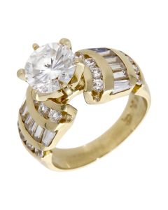 Pre-Owned 9ct Yellow Gold Large Cubic Zirconia Fancy Dress Ring