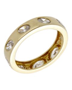 Pre-Owned 14ct Yellow Gold Cubic Zirconia Set Band Ring