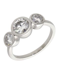 Pre-Owned Platinum Moissanite Trilogy Ring