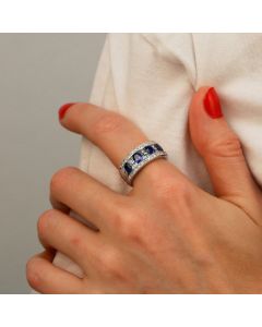 Pre-Owned 18ct White Gold Sapphire & Diamond Band Ring