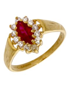 Pre-Owned 22ct Yellow Gold Red & White CZ Dress Ring