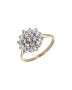 Pre-Owned 9ct Yellow Gold Cubic Zirconia Cluster Ring
