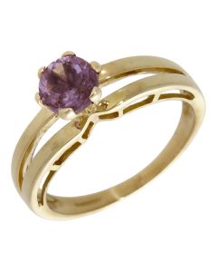 Pre-Owned 9ct Gold Split Band Amethyst Solitaire Dress Ring