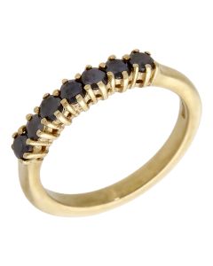 Pre-Owned 9ct Gold Black Cubic Zirconia Half Eternity Ring
