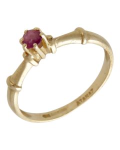 Pre-Owned 14ct Yellow Gold Ruby Solitaire Dress Ring