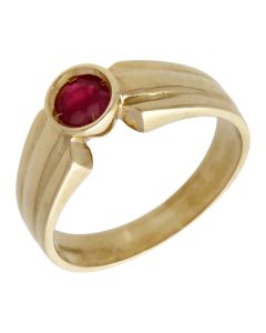 Pre-Owned 14ct Yellow Gold Red Topaz Solitaire Dress Ring
