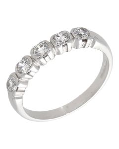 Pre-Owned 9ct White Gold 5 Stone Cubic Zirconia Eternity Ring