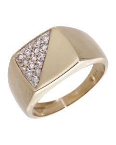 Pre-Owned 9ct Yellow Gold Cubic Zirconia Set Signet Ring