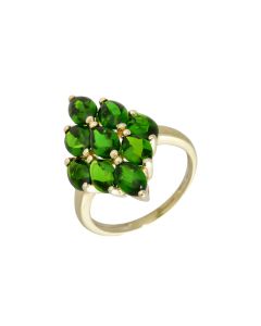 Pre-Owned 9ct Yellow Gold Chrome Diopside Cluster Ring