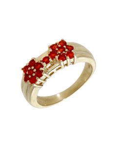 Pre-Owned 9ct Yellow Gold Fire Opal Cluster Dress Ring