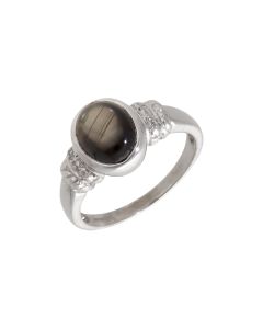 Pre-Owned 9ct White Gold Rutile Quartz & Diamond Dress Ring