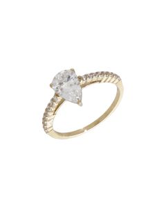 Pre-Owned 9ct Yellow Gold Pear Cubic Zirconia Solitaire Ring