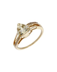 Pre-Owned 9ct Gold Yellow Quartz & Diamond Dress Ring