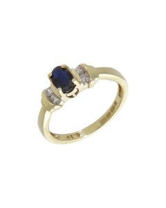 Pre-Owned 9ct Yellow Gold Sapphire & Diamond Dress Ring