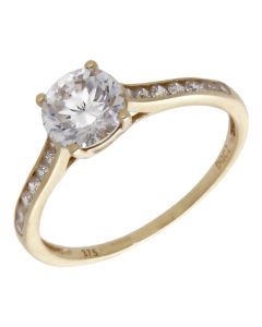 Pre-Owned 9ct Yellow Gold Cubic Zirconia Solitaire Ring