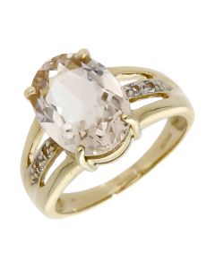 Pre-Owned 9ct Yellow Gold White Topaz Dress Ring