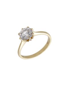 Pre-Owned 9ct Yellow Gold Cubic Zirconia Solitaire Ring