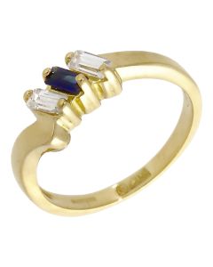 Pre-Owned 18ct Gold Blue & White Spinel Trilogy Twist Ring