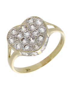 Pre-Owned 9ct Yellow Gold Cubic Zirconia Heart Cluster Ring