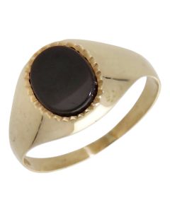 Pre-Owned 9ct Yellow Gold Oval Onyx Signet Ring
