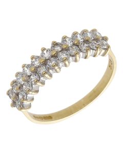 Pre-Owned 9ct Yellow Gold Cubic Zirconia 2 Row Dress Ring