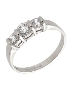 Pre-Owned 9ct White Gold Cubic Zirconia Trilogy Ring