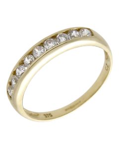 Pre-Owned 9ct Yellow Gold Cubic Zirconia Half Eternity Ring