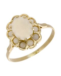 Pre-Owned 9ct Yellow Gold Opal Cluster Ring
