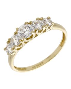 Pre-Owned 14ct Yellow Gold Cubic Zirconia 5 Stone Dress Ring