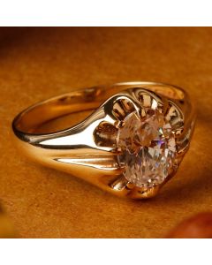 Pre-Owned Vintage 1974 9ct Cubic Zirconia Solitaire Signet Ring
