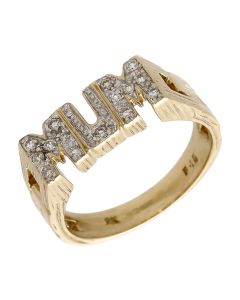 Pre-Owned 9ct Yellow Gold 0.15ct Diamond Set Mum Ring
