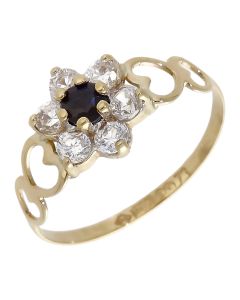 Pre-Owned 9ct Gold Sapphire & Cubic Zirconia Cluster Ring