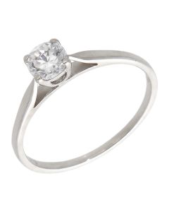 Pre-Owned 9ct White Gold Cubic Zirconia Solitaire Ring