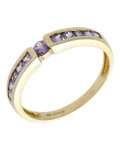 Pre-Owned 9ct Yellow Gold Tanzanite Band Dress Ring